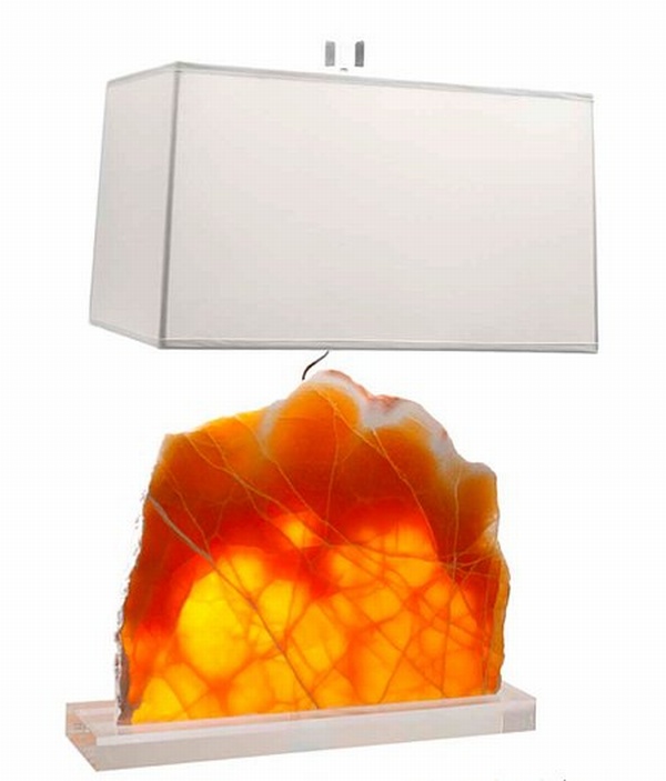 Настольная лампа своими руками светильник из подсвеченного  природного камня