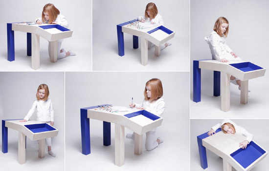 Детям понравится играть за таким столом и играть со столом.