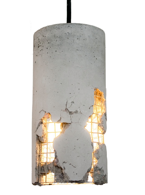 Оригинальные предметы интерьера из бетона -- светильник